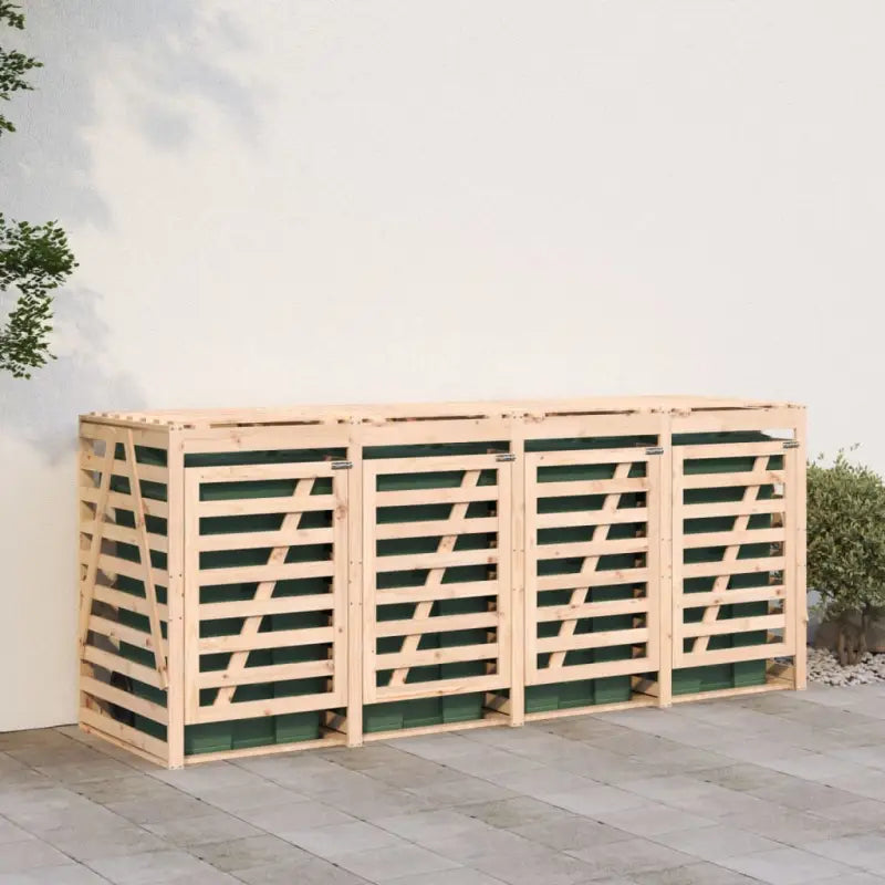 Houten containerberging voor afvalbakken van massief grenenhout - Natuurlijk grenenhout / 1 - Containerbergingen