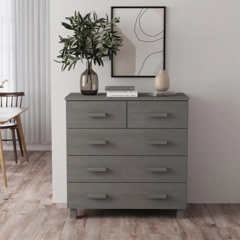 Houten Dressoir in massief grenenhout voor praktische en decoratieve opbergruimte - Lichtgrijs / 1 - Dressoirs &