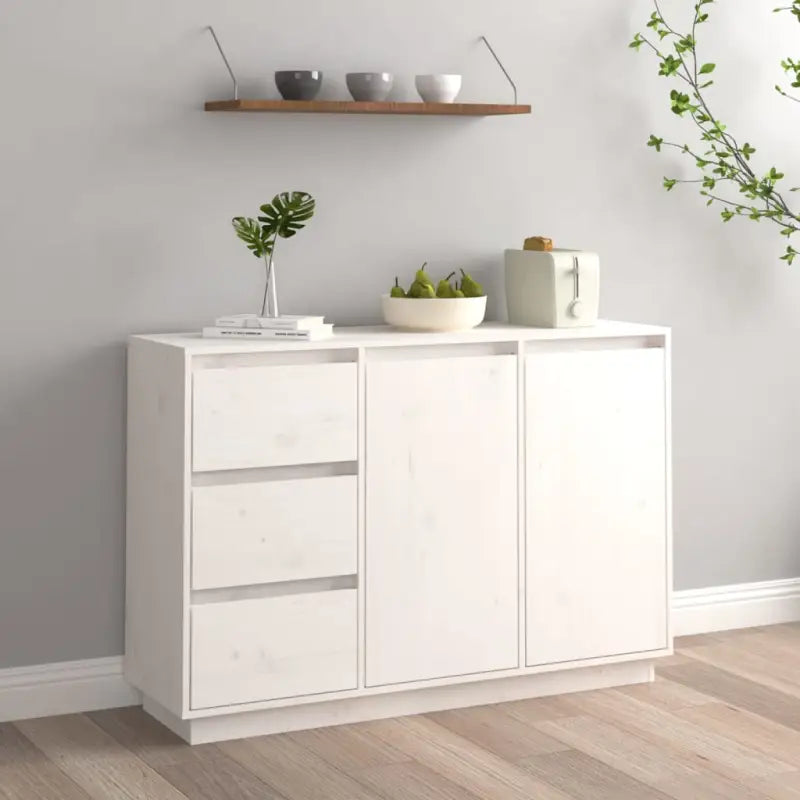 Houten dressoir met massief grenenhout voor woonkamer of slaapkamer - Wit / 1 - Dressoirs & buffetkasten