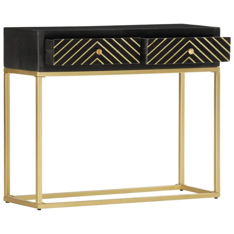 Houten dressoir met massief mangohout en zwarte goudkleurige afwerking - Dressoirs & buffetkasten