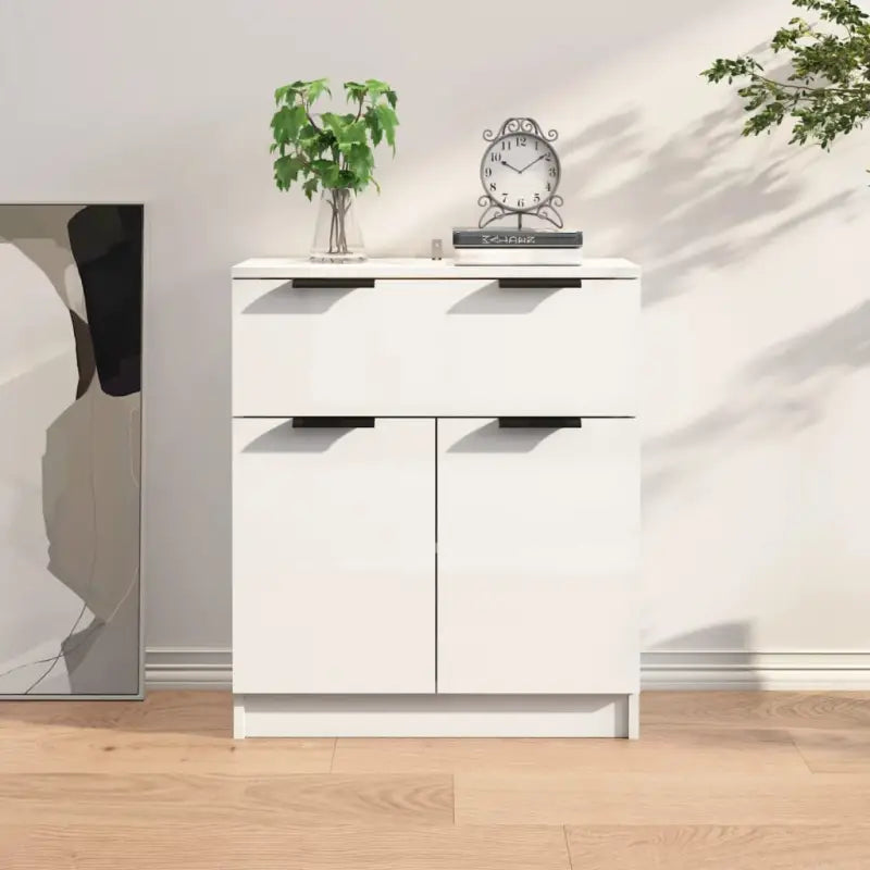 Houten dressoir van bewerkt hout met stevig blad voor een moderne uitstraling - Hoogglans wit / 1 - Dressoirs &