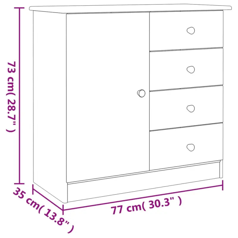 Houten dressoir van massief grenenhout met houten knoppen - Dressoirs & buffetkasten