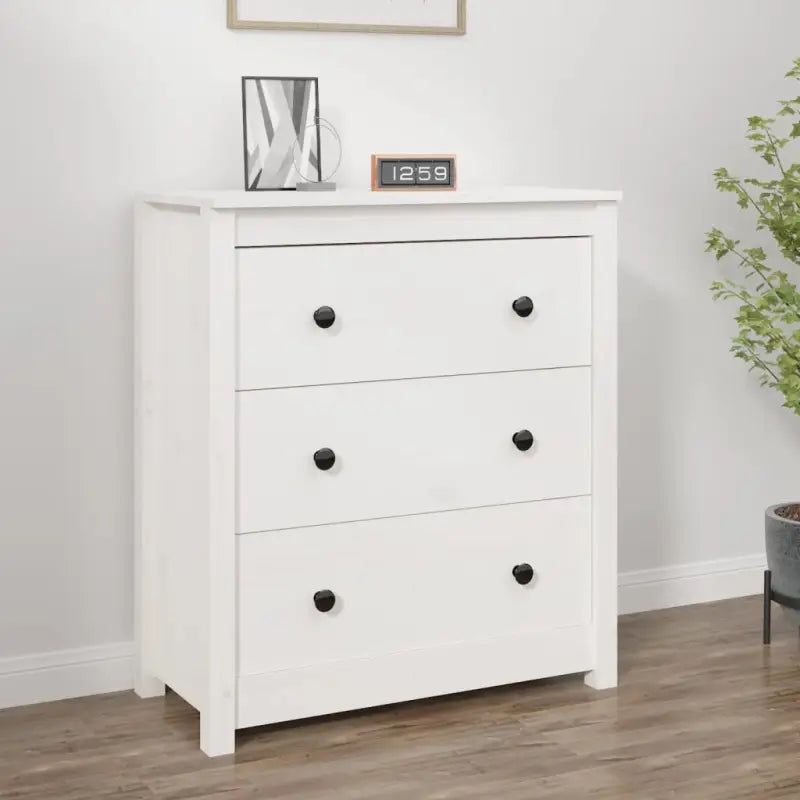 Houten Dressoir van massief grenenhout voor een opgeruimde woonkamer - Wit / 1 / Dressoir met 3 lades - Dressoirs &