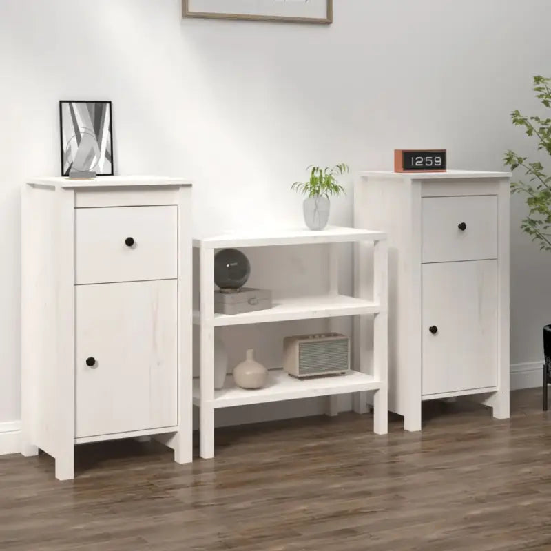 Houten Dressoir van massief grenenhout voor een opgeruimde woonkamer - Wit / 2 / Nachtkastje - Dressoirs & buffetkasten