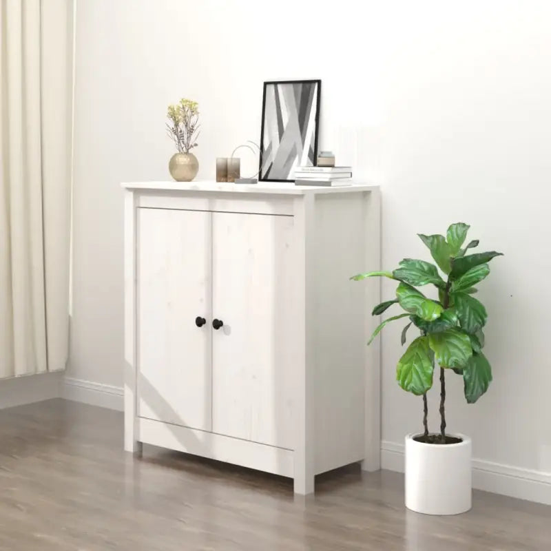 Houten Dressoir van massief grenenhout voor een opgeruimde woonkamer - Wit / 1 / Bijzetkast met 2 deuren - Dressoirs &