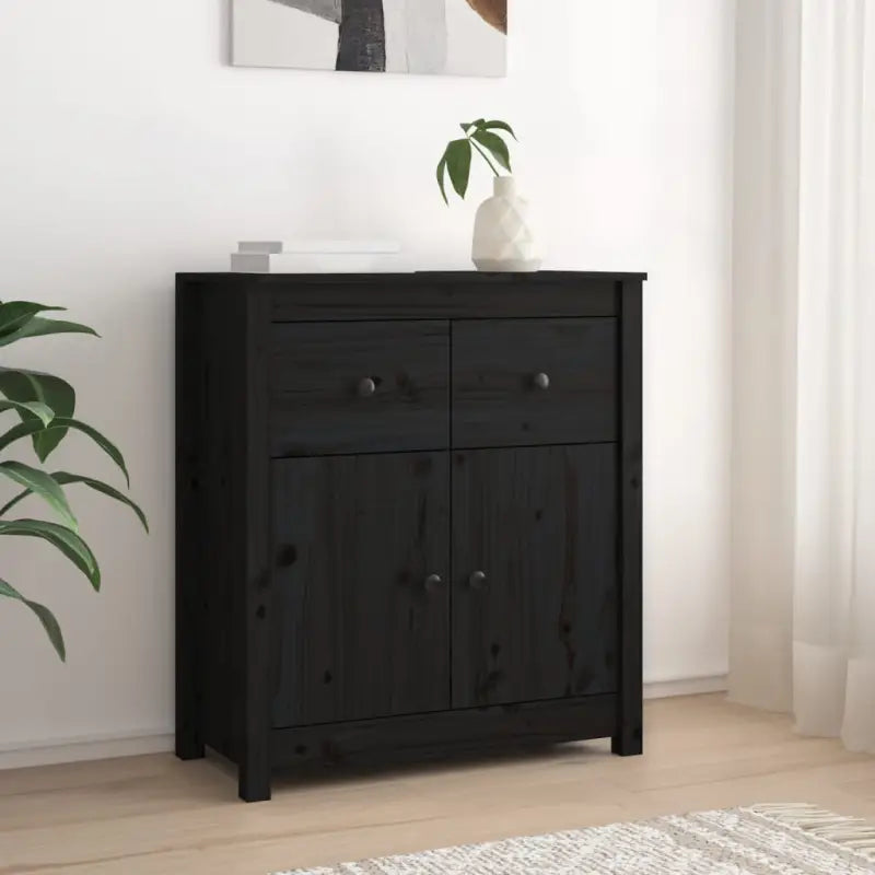 Houten Dressoir van massief grenenhout voor een opgeruimde woonkamer - Zwart / 1 / Dressoir met 2 deuren - Dressoirs &