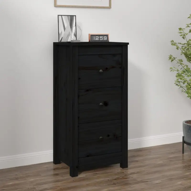 Houten Dressoir van massief grenenhout voor een opgeruimde woonkamer - Zwart / 1 / Kast met 3 lades - Dressoirs &