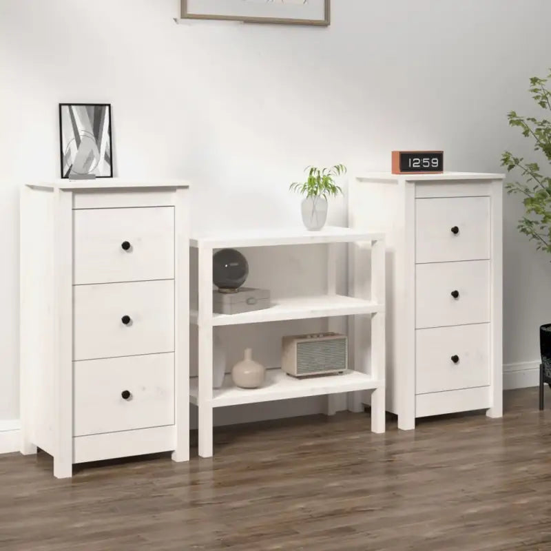Houten Dressoir van massief grenenhout voor een opgeruimde woonkamer - Wit / 2 / Kast met 3 lades - Dressoirs &