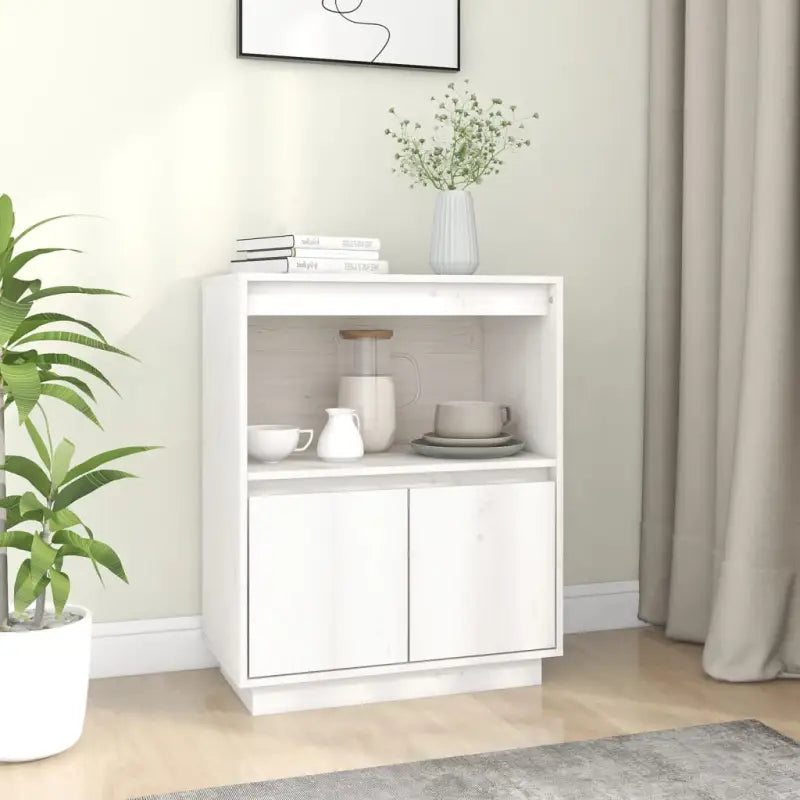 Houten dressoir van massief grenenhout voor praktische opbergruimte - Wit / 1 - Dressoirs & buffetkasten