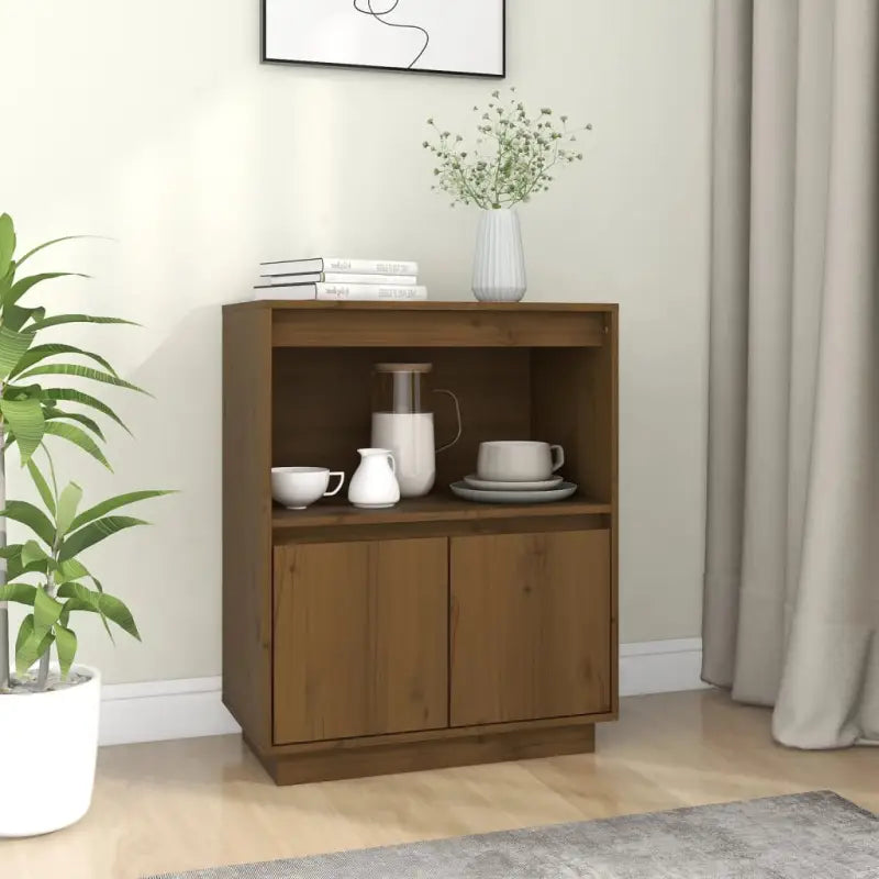 Houten dressoir van massief grenenhout voor praktische opbergruimte - Honingbruin / 1 - Dressoirs & buffetkasten