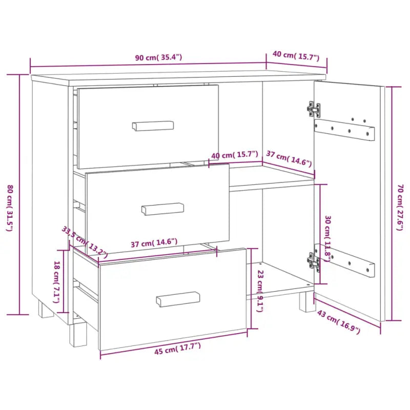 Houten Dressoir van Massief Grenenhout voor Retro Interieur - Dressoirs & buffetkasten
