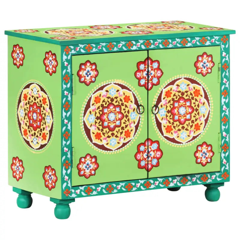 Houten dressoir van massief mangohout met meerkleurige afwerking - Groen / 1 - Dressoirs & buffetkasten