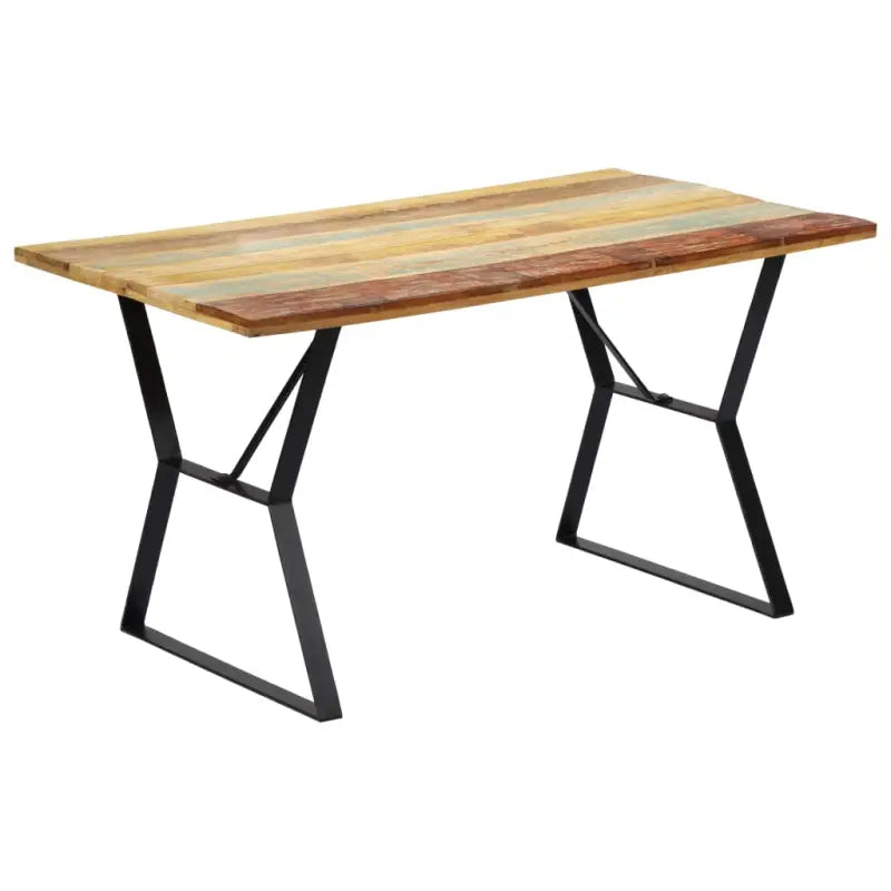 Houten eettafel met industriële stijl van massief mangohout - Multikleur / 140 x 80 x 76 cm / 1 - Eettafels