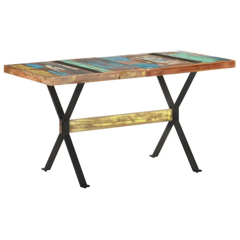 Houten eettafel van massief gerecycled hout in industriële stijl - 140 x 70 x 76 cm / 1 / massief gerecycled hout