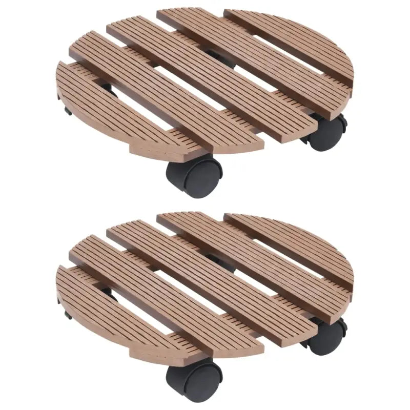Houten en kunststof plantentrolleys voor binnen en buiten - Bruin / 2 / Rond - Plantenstandaarden