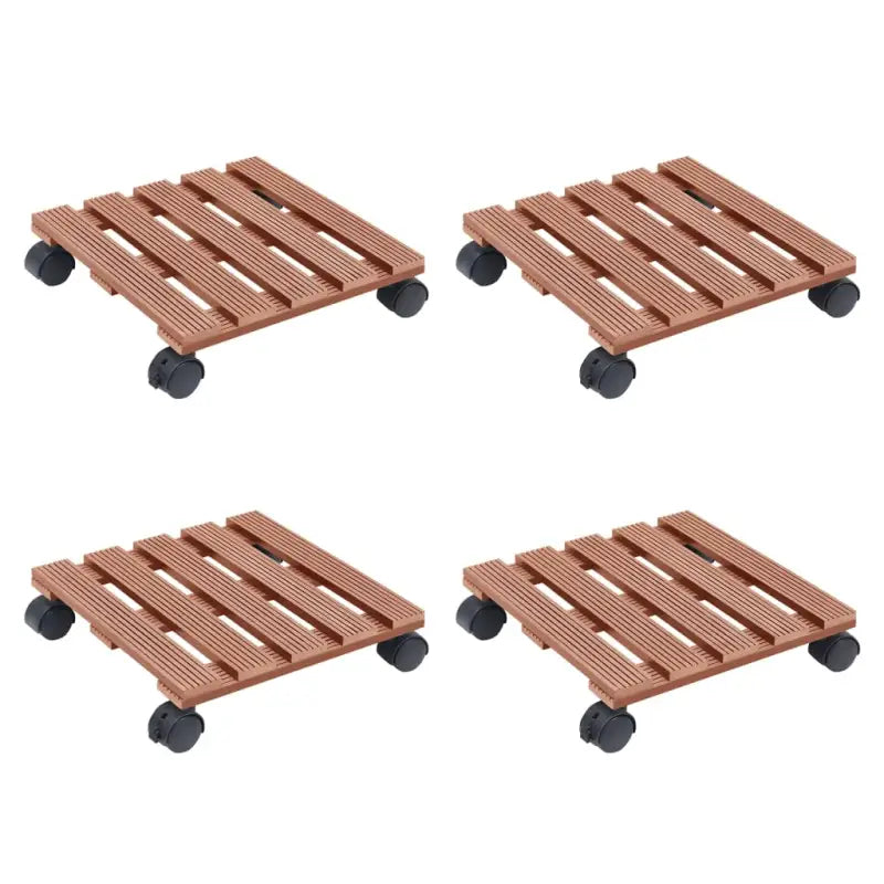 Houten en kunststof plantentrolleys voor binnen en buiten - Bruin / 4 / Vierkant - Plantenstandaarden