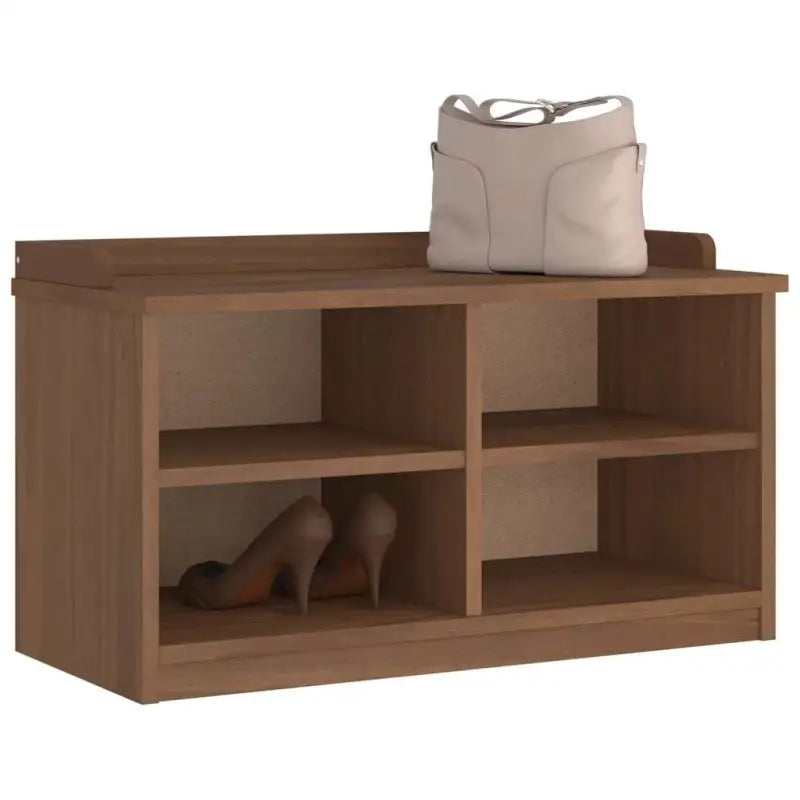 Houten gangbank met massief grenenhout en rustieke charme - Walnoothouten afwerking - Opberg- & halbankjes