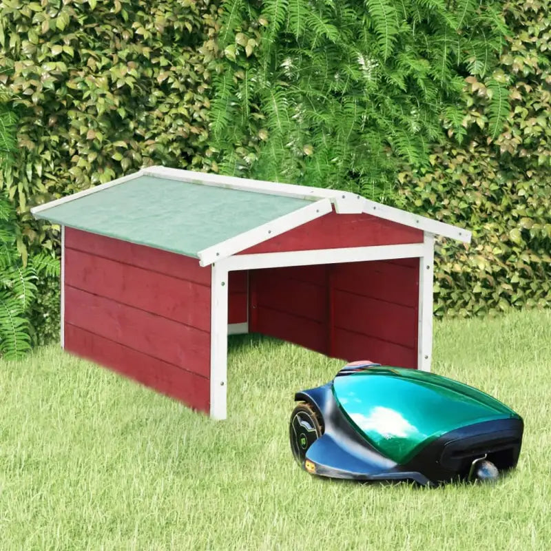 Houten Grasmaaiergarage van massief vurenhout voor buitengebruik - Rood / 1 - Grasmaaierhoezen