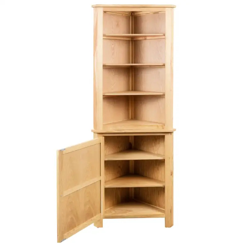 Houten hoekopbergkast van massief eikenhout voor kleine ruimtes - Bruin / 1 - Opbergkasten & lockerkasten
