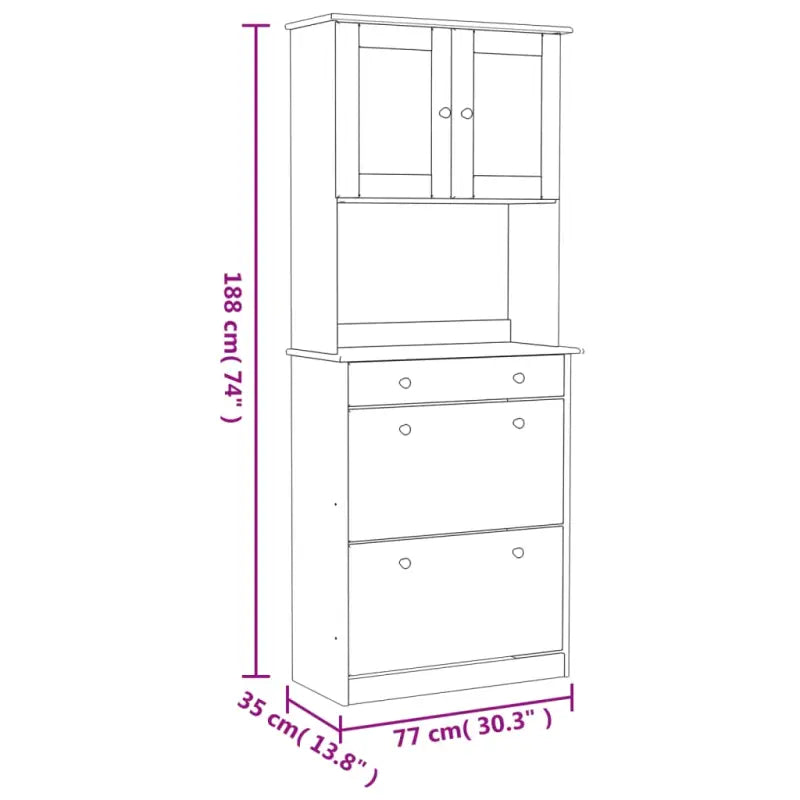 Houten hoge kast van massief grenenhout met houten knoppen - Dressoirs & buffetkasten