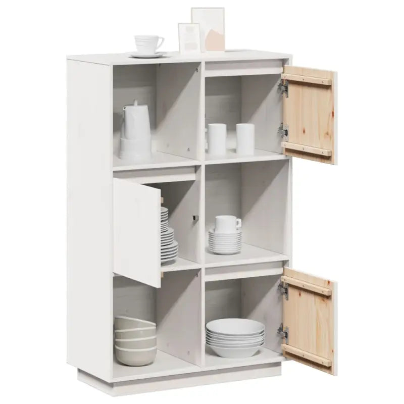 Houten hoge kast van massief grenenhout met rustieke uitstraling - Dressoirs & buffetkasten