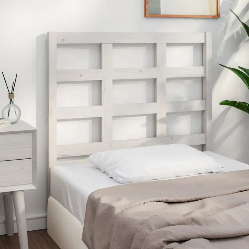 Houten hoofdbord van massief grenenhout met trendy design - Wit / 105.5 x 100 cm / 1 - Hoofdborden en voetborden