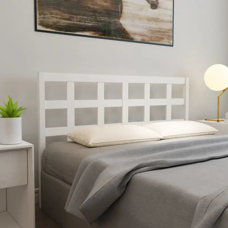 Houten hoofdbord van massief grenenhout met trendy design - Wit / 145.5 x 100 cm / 1 - Hoofdborden en voetborden