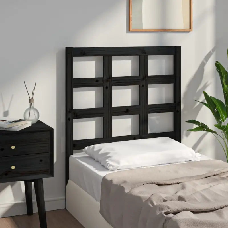 Houten hoofdbord van massief grenenhout met trendy design - Zwart / 80.5 x 100 cm / 1 - Hoofdborden en voetborden