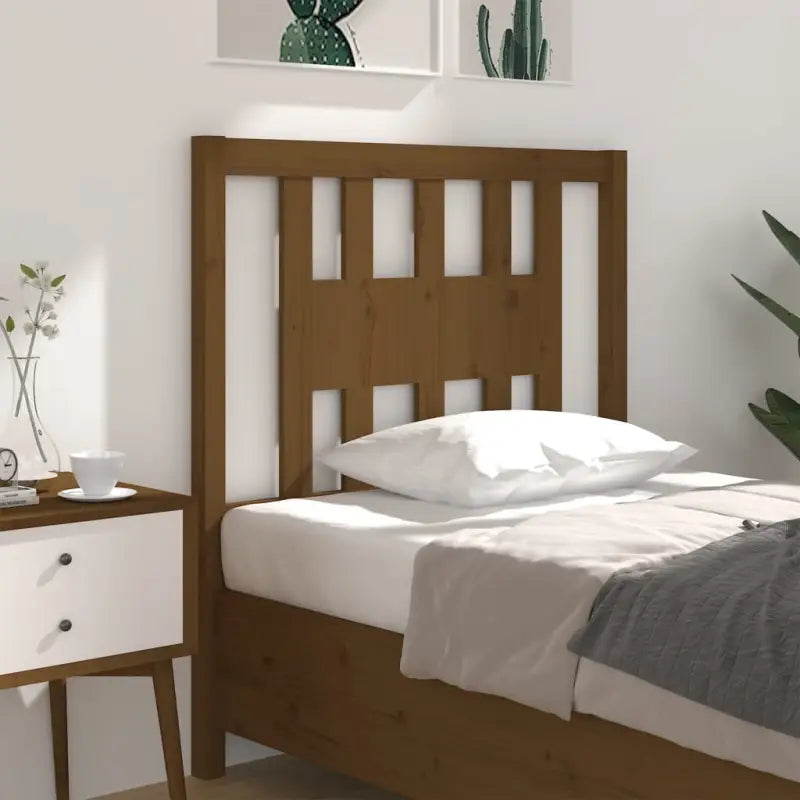 Houten hoofdeind van massief grenenhout met trendy ontwerp - Honingbruin / 81 x 100 cm / 1 - Hoofdborden en voetborden