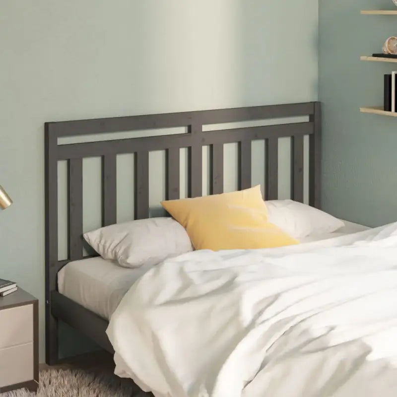 Houten hoofdeinde van massief grenenhout met trendy design - Grijs / 126 x 100 cm / 1 - Hoofdborden en voetborden