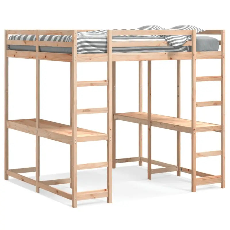 Houten Hoogslaper van Massief Grenenhout voor Een Ruimtebesparende Kamer - Bedden & bedframes
