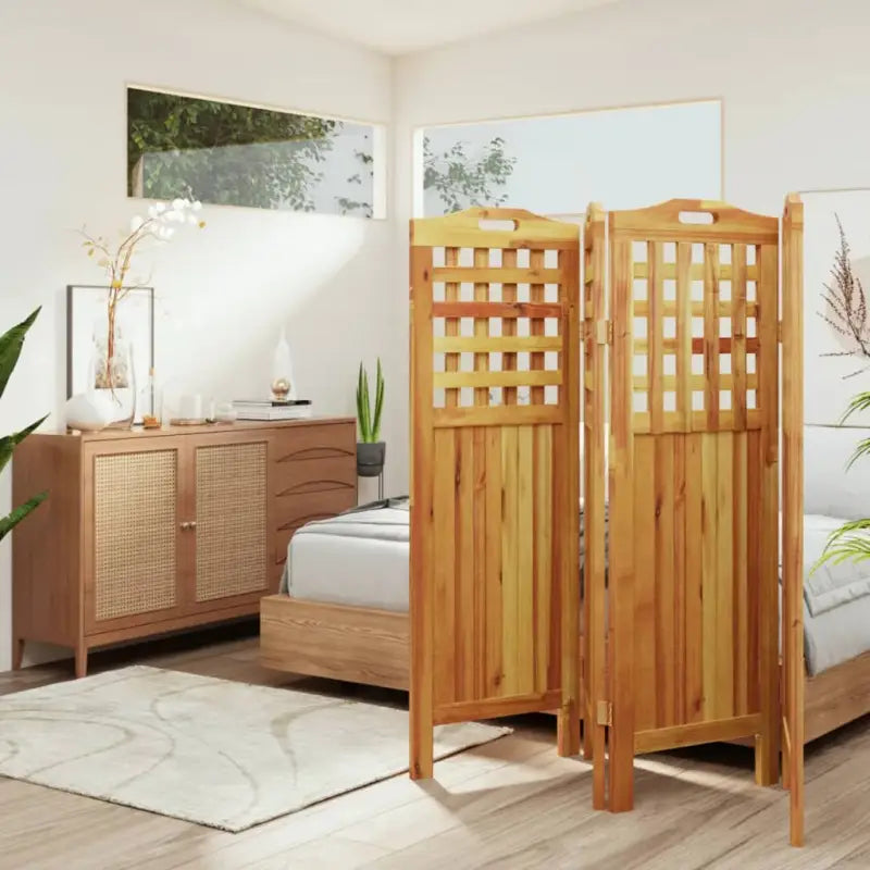 Houten kamerscherm van massief acaciahout voor privacy en indeling - 162 x 2 x 115 cm - Kamerschermen