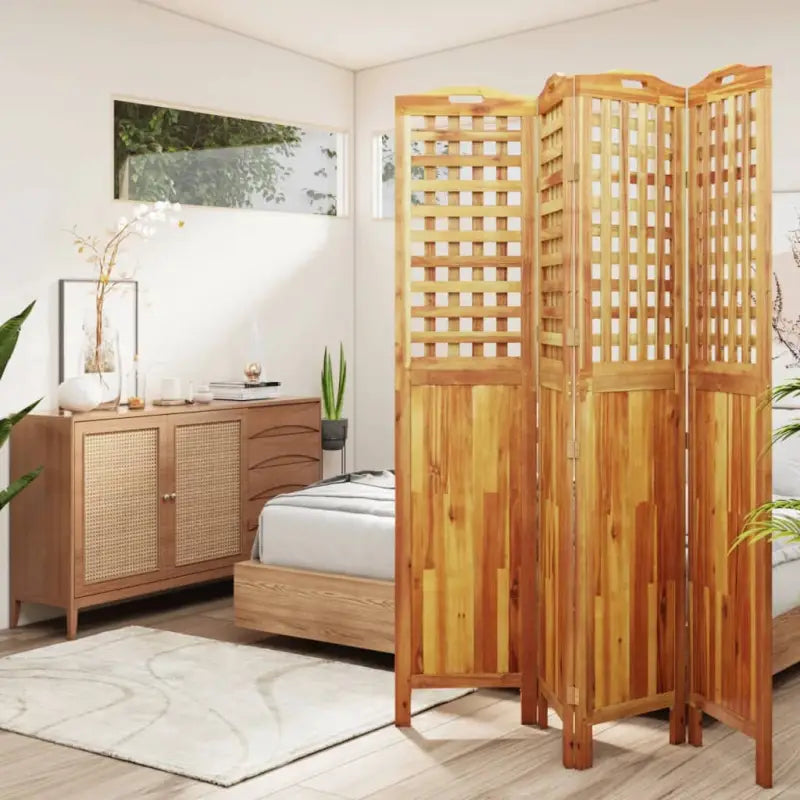 Houten kamerscherm van massief acaciahout voor privacy en indeling - 162 x 2 x 180 cm - Kamerschermen
