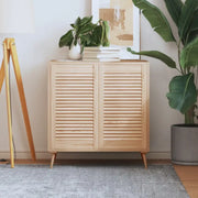 Houten kastdeuren van massief grenenhout met lamellen voor luchtcirculatie - Kastdeuren