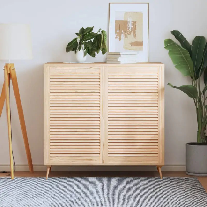 Houten kastdeuren van massief grenenhout met lamellen voor luchtcirculatie - Naturel / 99.3 x 59.4 cm / 2 - Kastdeuren