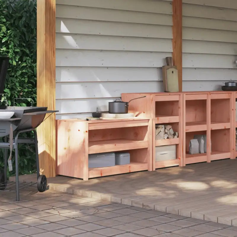 Houten keukenkasten van massief grenenhout voor buitenkeuken - Natuurlijk douglashout / 2 - Keukenkasten