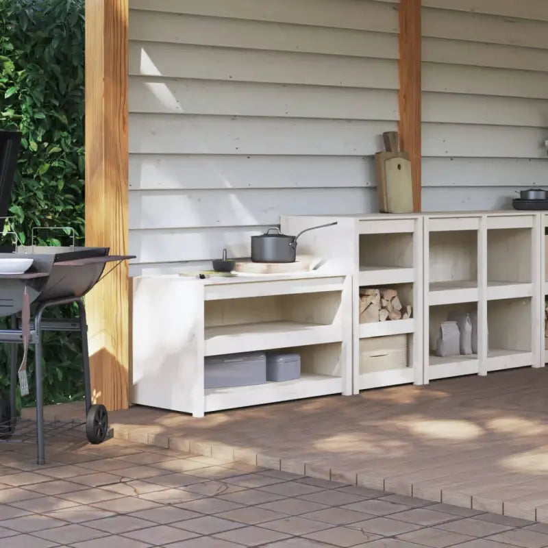 Houten keukenkasten van massief grenenhout voor buitenkeuken - Wit grenenhout / 2 - Keukenkasten