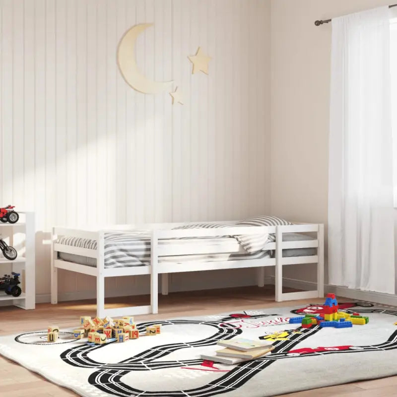 Houten kinderbedframe van massief grenenhout met elegant design - Wit / 75 x 190 cm - Bedden & bedframes