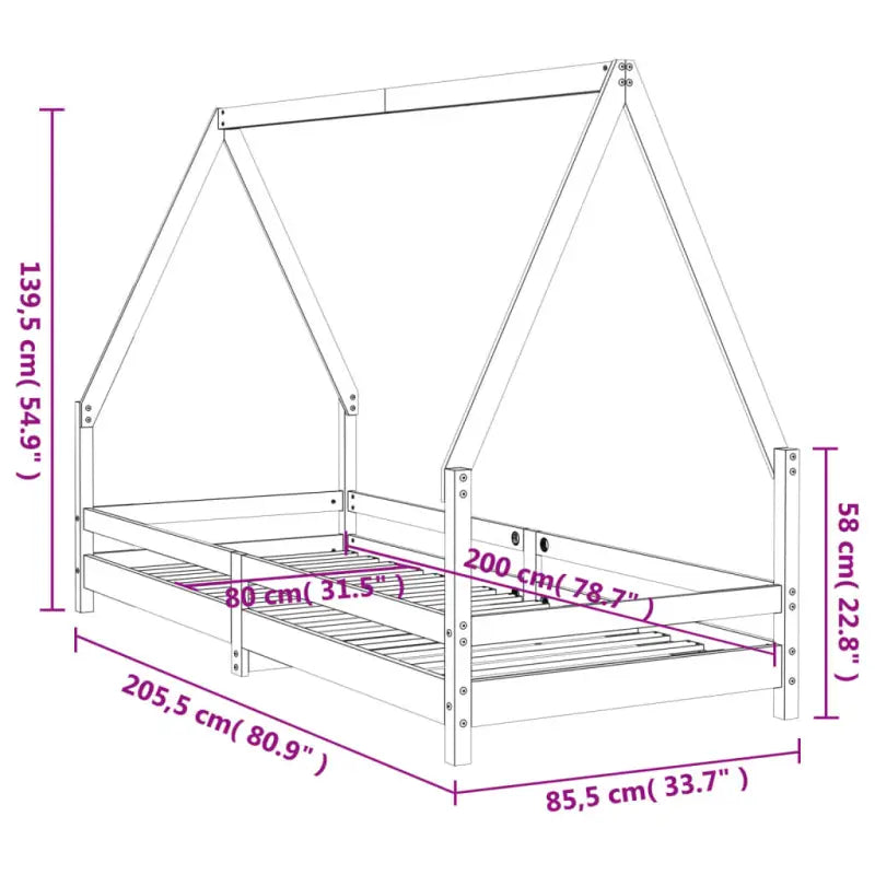 Houten kinderbedframe van massief grenenhout voor peuters en kleintjes - Peuter- & kinderbedden