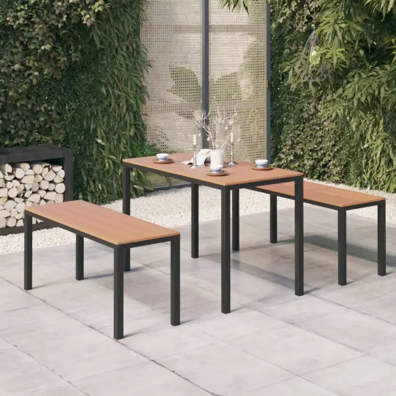 Houten kunststof tuinset voor binnen en buiten gebruik - Bruin en zwart - Tuinsets