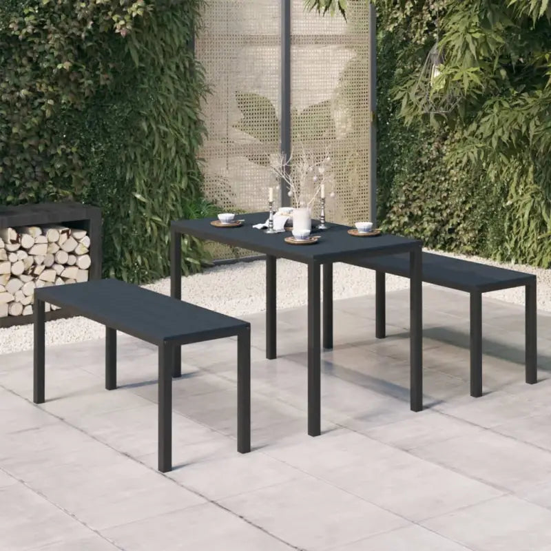 Houten kunststof tuinset voor binnen en buiten gebruik - Zwart - Tuinsets