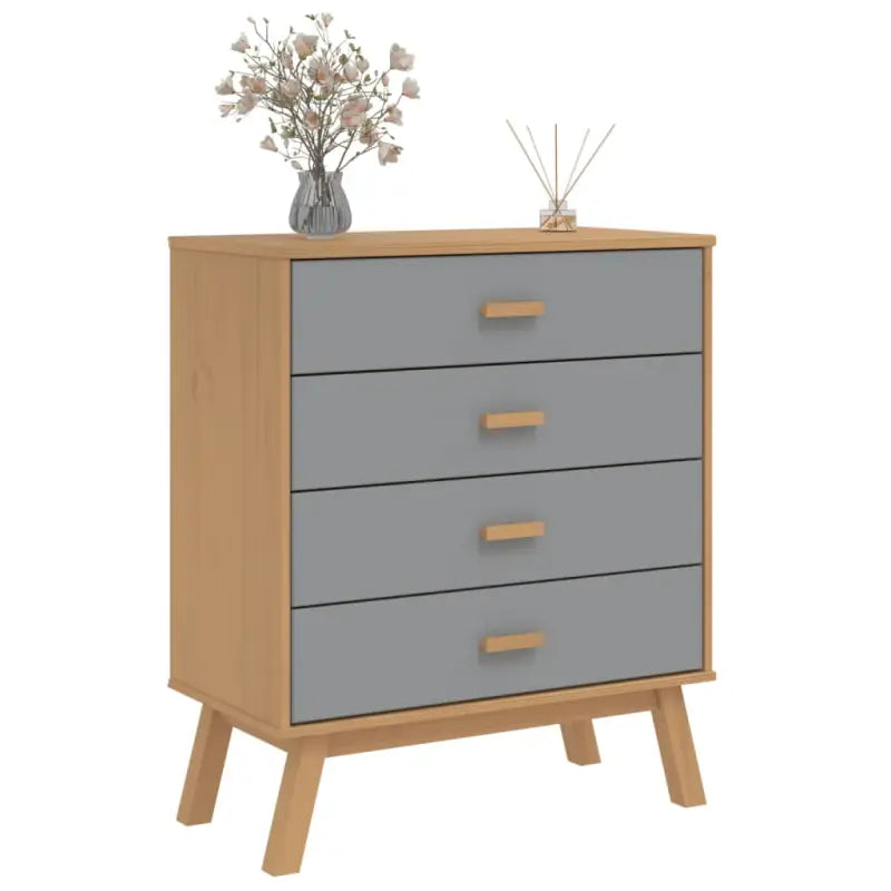 Houten ladekast met massief grenenhout en houten poten - Commodes & ladekasten