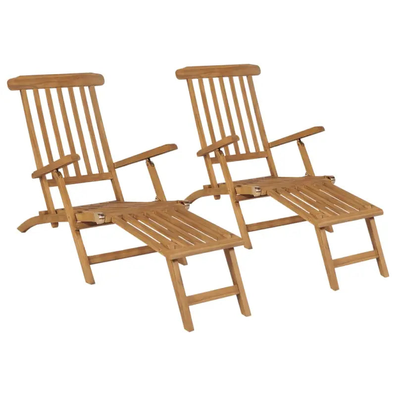 Houten ligstoelen met afneembare voetensteun en fijn geschuurd hard teakhout - 1 / 2 ligbedden - Ligstoelen