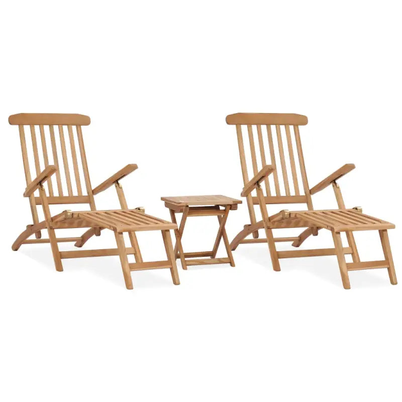Houten ligstoelen met afneembare voetensteun en fijn geschuurd hard teakhout - 1 / 2 ligbedden met tafel - Ligstoelen