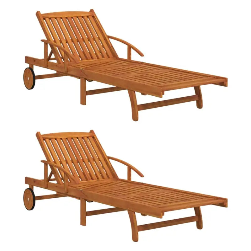 Houten Ligstoelen Set van Massief Acaciahout voor Buiten Gebruik - Ligstoelen
