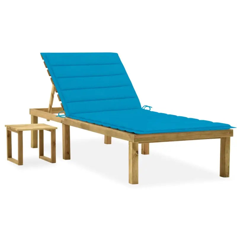 Houten Loungebed met Kussen en Tafeltje voor Buiten - Blauw / 1 - Ligstoelen