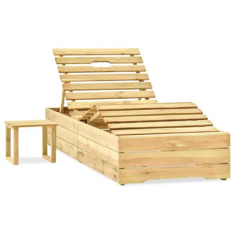 Houten Loungebed met Kussen en Tafeltje voor Buiten - Ligstoelen