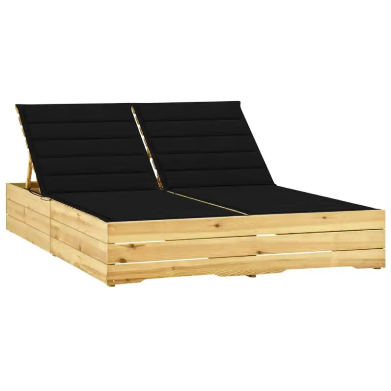 Houten loungebed met kussens voor buiten in rustieke stijl - Zwart / 1 - Ligstoelen