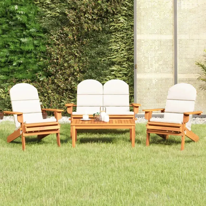 Houten loungeset in Adirondack stijl van massief acaciahout met olieafwerking - Tuinsets