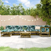 Houten loungeset in geïmpregneerd grenenhout met voetenbank en salontafel - Tuinsets